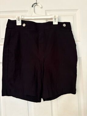 Rafaella Black High-Rise Tailored Bermuda Shorts